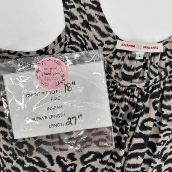 Amanda Uprichard Revolve Tan Black Silk Leopard Print V-Neck Large Tank Top - Picture 5 of 5